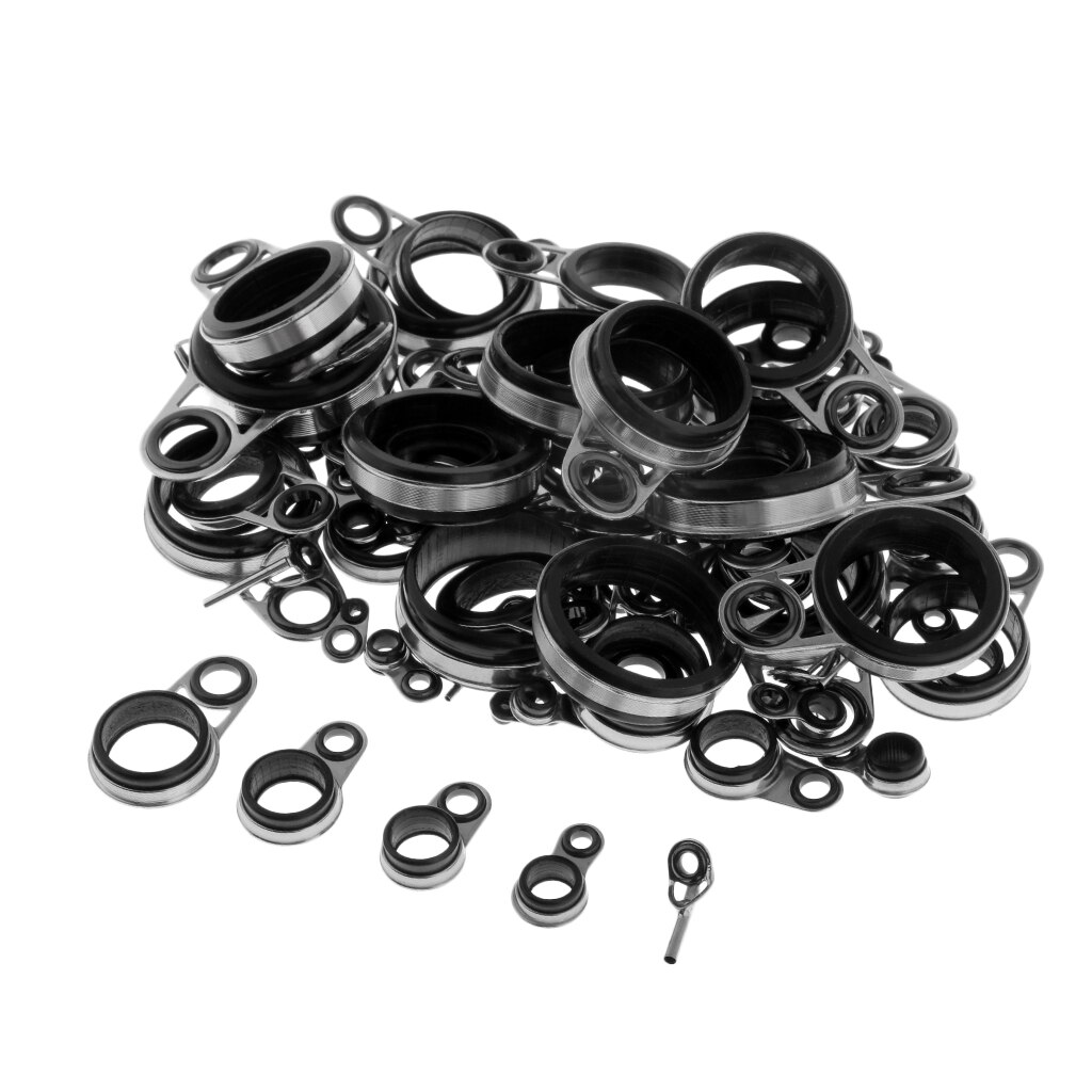 MagiDeal 78pcs Fishing Rod Guides Top Tips Ring Spinning Telescopic Casting Rod Guides Firmly Mount 0.8mm-8.3mm -Mixed Size