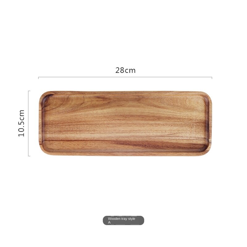 Acacia Wooden Tray Household Rectangular Coffee Breakfast Bread Plate Fruit Plate Export Wooden Tableware: 28 10.5CM