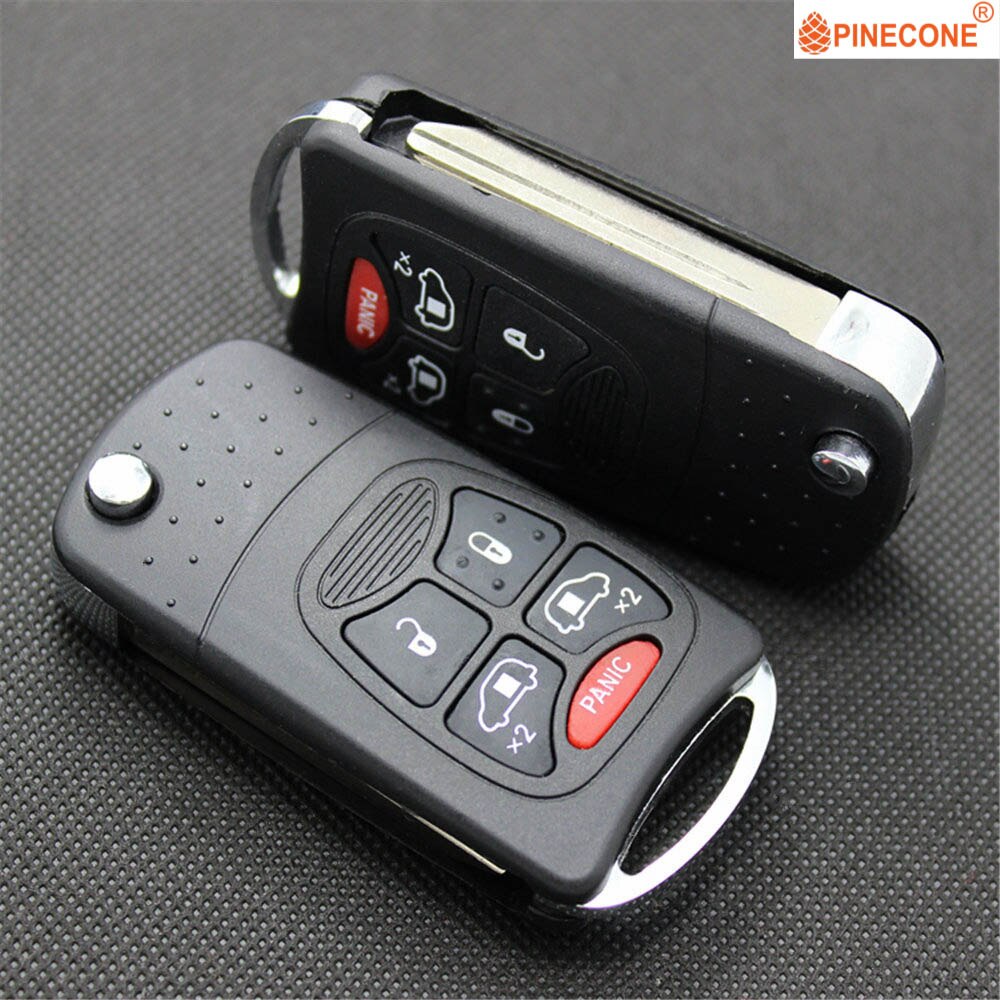 AURONOVA Upgrade Folding Key Shell for Chrysler 200 PT Cruiser Sebring Dodge Avenger Durango Jeep 4+1 Button Remote Car Key Case