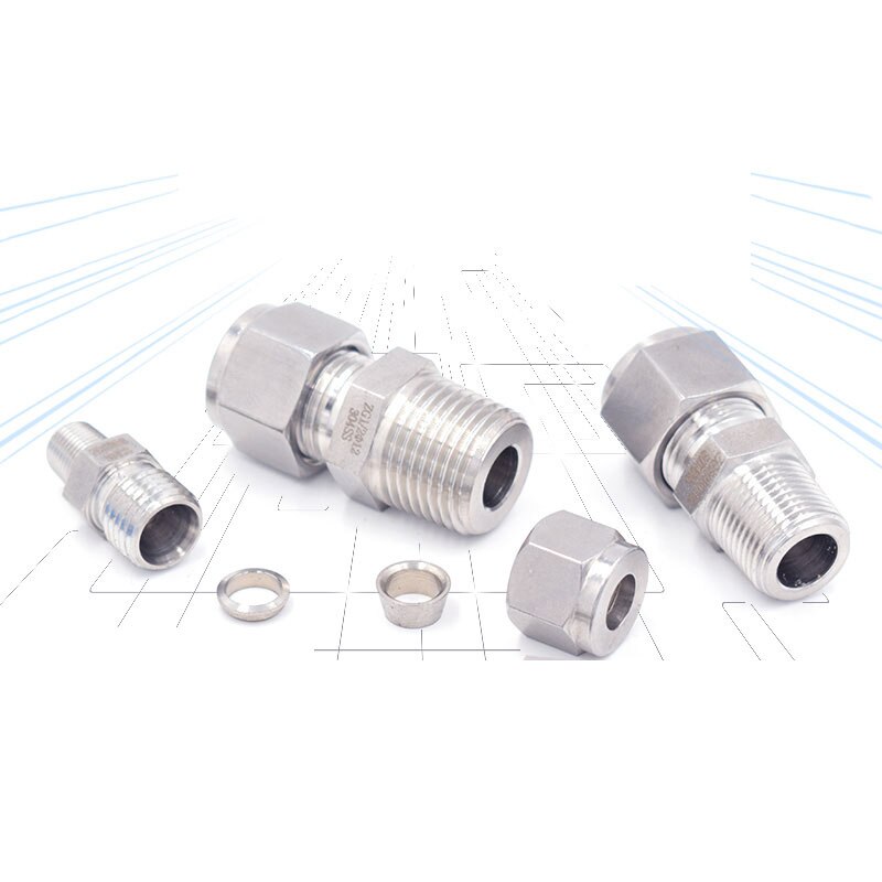 1X Compression Fitting Ferrule Stainless Steel Terminal 1/4 Thread Pipe Joint 6/8/10/12MM ZG/G/NP TMale Straight Adapter Connect