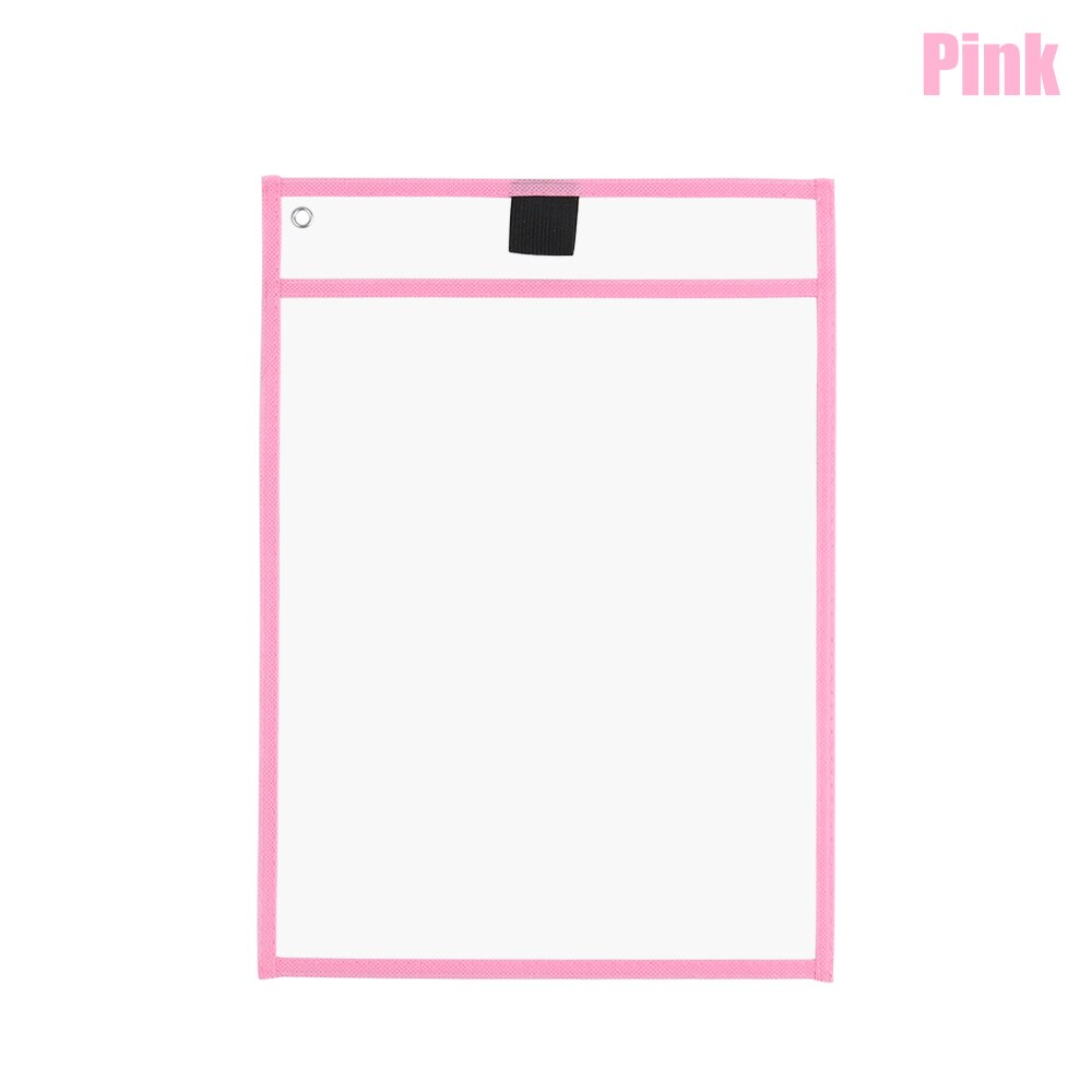 Reusable Dry Erasable Pockets Transparent Write And Wipe Drawing Board Dry Brush Bag File Pocket For Teaching Kids Pastels: Pink
