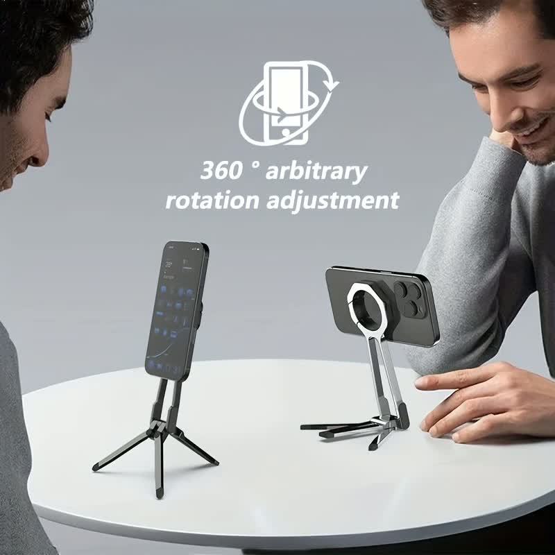 Trípode magnético compacto para teléfono 2025, 360 ° Giratorio, innovador de aleación, imán de doble cara, compatible con iPhone 12+