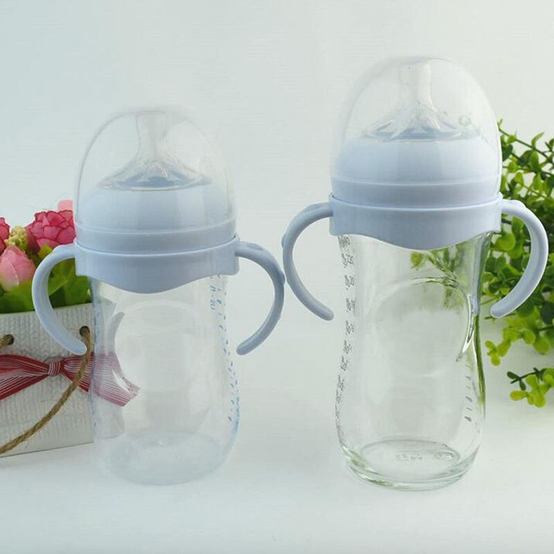 Silikon nappflaska handtag för naturlig bred mun pp glas nappflaskor mjölkflaska barnmatning