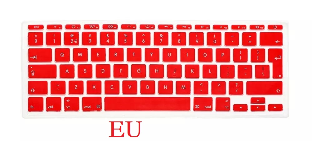 EU US Soft Silicon Keyboard Skin for Macbook Air 11 Keyboard Cover A1465 A1370 Keyboard Skin Film Protector: EU-Red