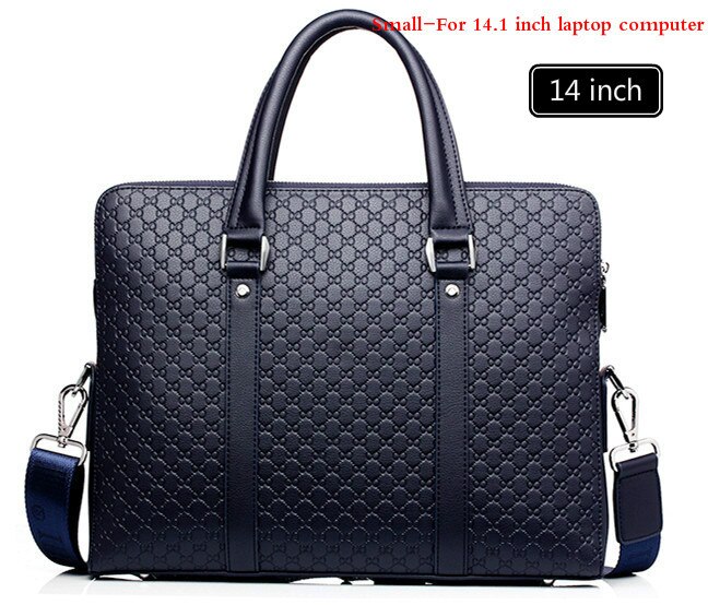 Volasss grande capacidade de couro dos homens maleta de negócios masculino sacos de ombro para o homem bolsas para portátil 15.6 "masculino: Blue-14 inch