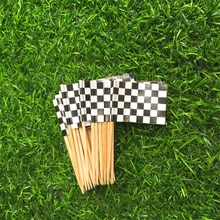 24PCS Racing Flag Toothpicks Checkered Flag Picks Appetizer Toothpicks Fruit Sticks for Cocktail Party - Black and White