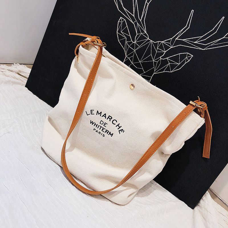 Femmes sacs à main décontractés sacs à bandoulière respectueux de l'environnement Portable lettre motif étudiant sacs sac à provisions