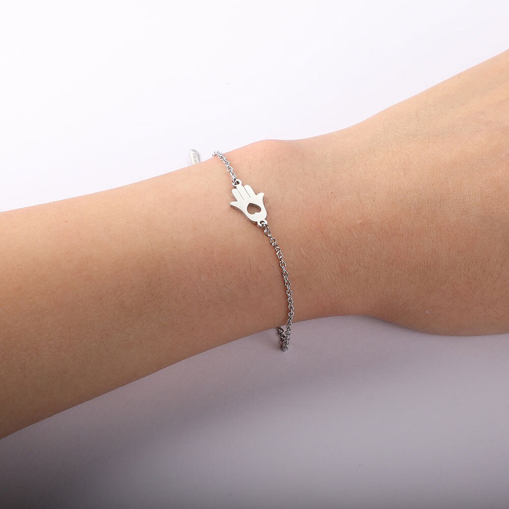 AAAAA 100% Edelstahl Hamsa Hand Charme Armbinde für Frauen Weibliche Nie Trüben Schmuck Armbänder fabelhaft Armbinde