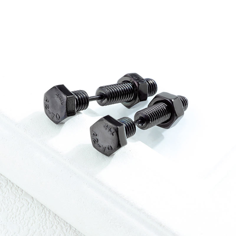 2 piezas gótico Unisex Punk Rock acero inoxidable tornillo de uñas Piercing Stud pendientes novedad Piercing joyería Rock Piercing joyería