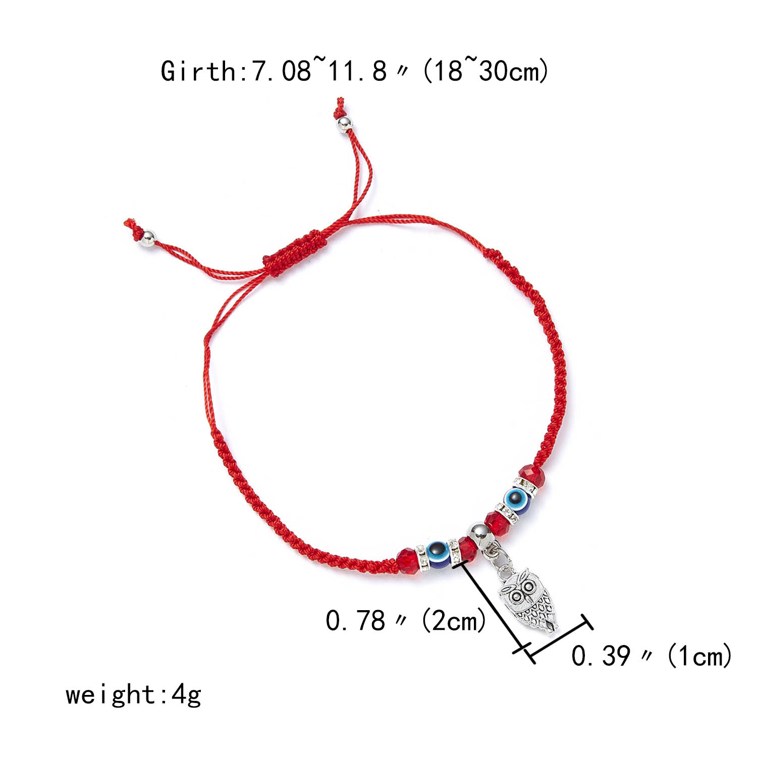 Türkische Evil Eye Armbänder Für Frauen Red String Hamsa Armbänder Handgemachte Geflochtenen Seil Glück Armband Weiblichen Freundschaft Schmuck: owl charm