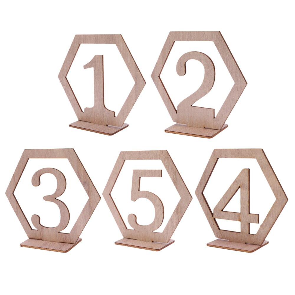 20 piezas 1-20 asiento número de madera hexagonal asiento número boda Número de madera para mesa s decoración hueco-Número de madera para mesa decoración f