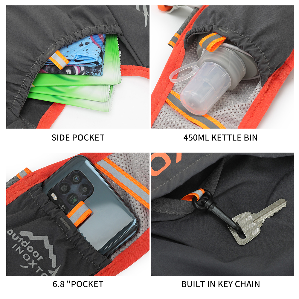 INOXTO-Leichter Laufrucksack mit Trinkweste, geeignet für Fahrradmarathon-Wanderungen, ultraleicht und tragbar
