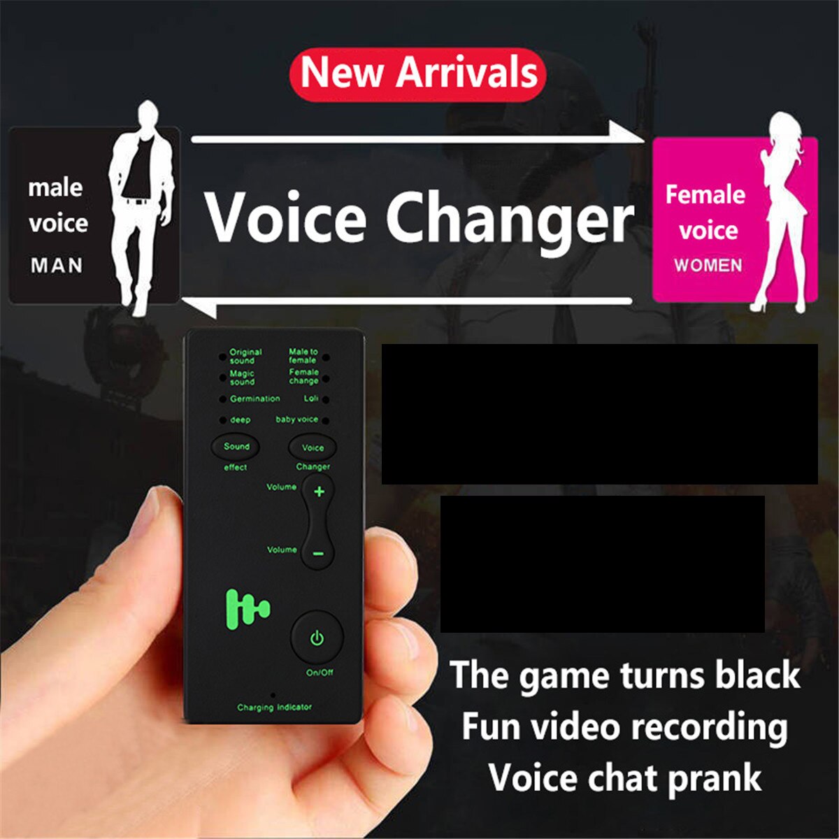 Portable Voice Changer Microphone Disguiser 4 Voice Changing Modes Male/Female/Loli/Baby Voice For PC Phone Sound Card Changer