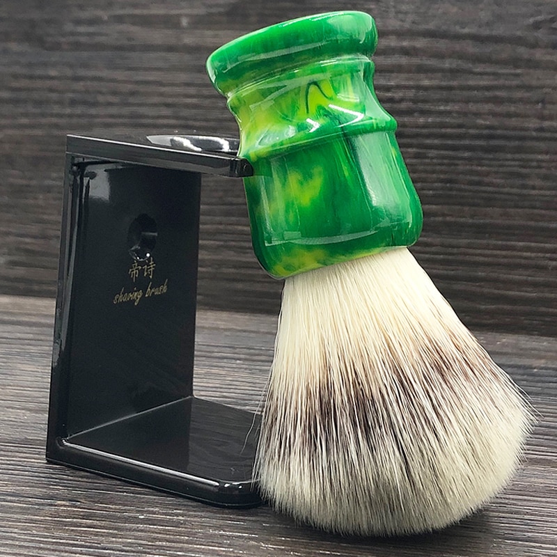 dscosmetic 24mm 26mm soft synthetic hair knots green resin handle Men's Shaving Brush