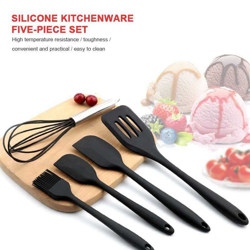 Ustensiles de cuisine en Silicone | alimentaire, ustensiles de cuisine, ustensiles de cuisine, ustensiles de cuisine, ustensiles de cuisine, cuillère pratique, spatule résistante aux hautes températures 5 pièces/ensemble