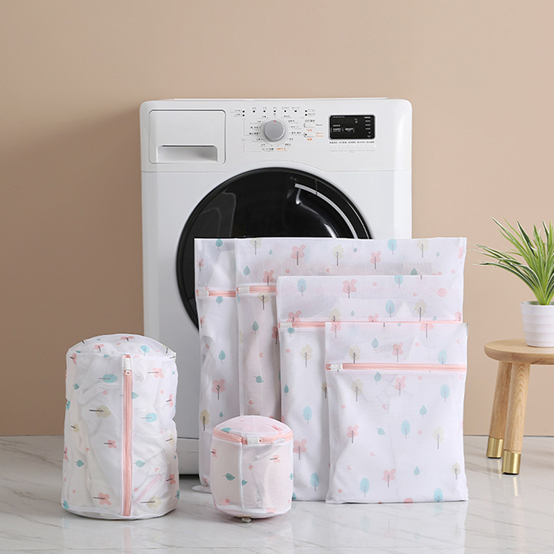 Laundry Bag Printing Zippered Mesh Polyester Washing Net Bag For Underwear Sock Washing Machine Pouch Clothes Bra Bags