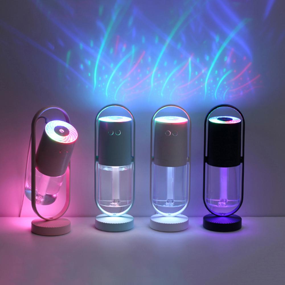 200Ml Usb Luchtbevochtiger Led Rotary Light Ultrasone Essentiële Olie Mist Diffuser Projectie Lamp Draagbare Usb Oplaadbare Fan