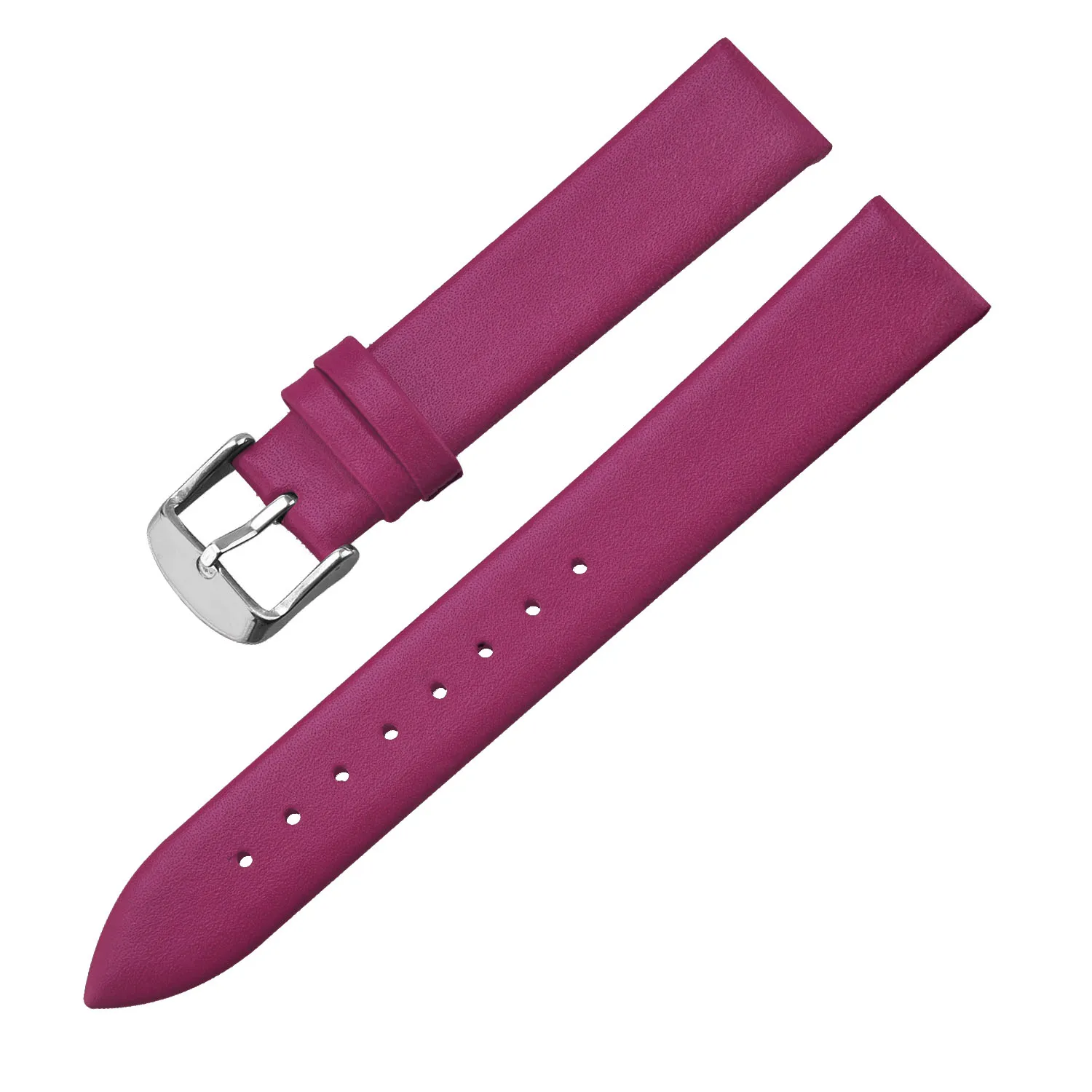 Kalbsleder-Uhrenarmband, 12 mm, 14 mm, 16 mm, 18 mm, 20 mm, 22 mm, echtes Leder-Uhrenarmband mit silberner Dornschließe: Lila / 12mm