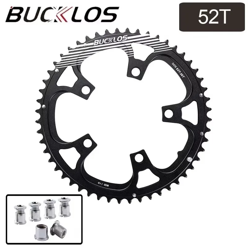 BUCKLOS Bicycle Chainwheel 110BCD Bike Crown Chain Ring Road Bike Double Chainring 50-34T 52-36T 53-39T 4/5 Claws Tooth Plate: Orange