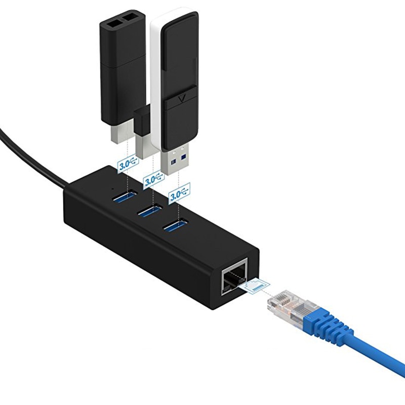 3 poorten USB 3.0 Ethernet Lan RJ45 Netwerk Adapter Hub 100Mbps Voor PC RF