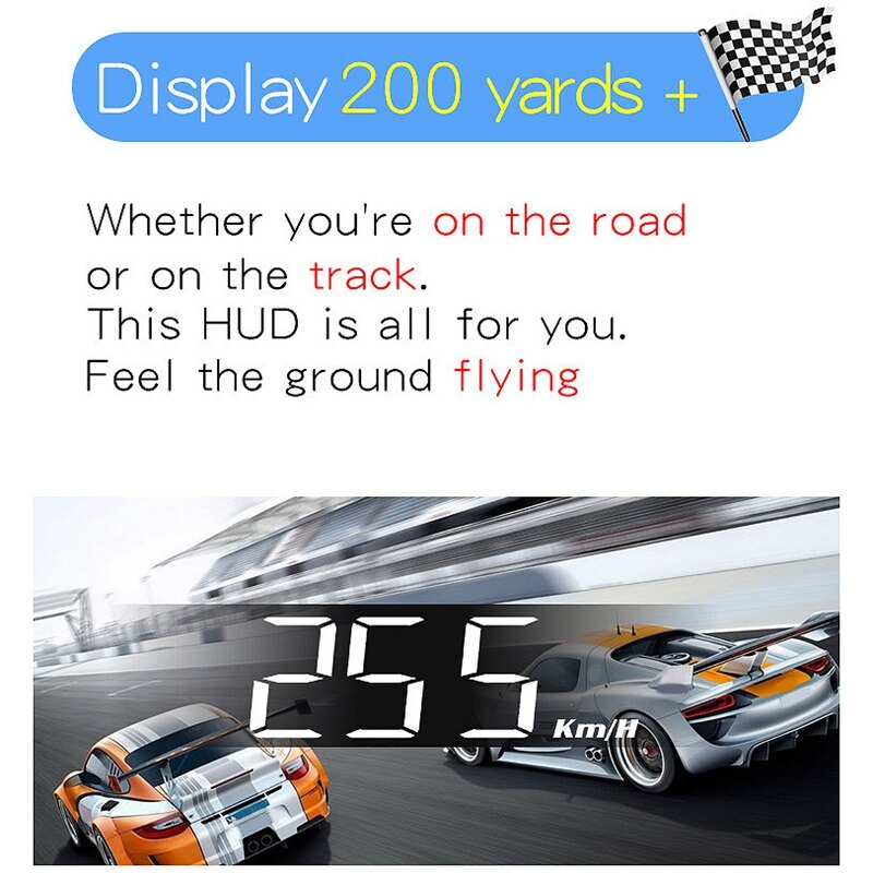1 Juego de cabezal de coche negro HUD H90 pantalla Digital de 3,2 pulgadas proyector de velocidad de parabrisas alarma de seguridad temperatura de agua sobrecalentamiento RPM Volt