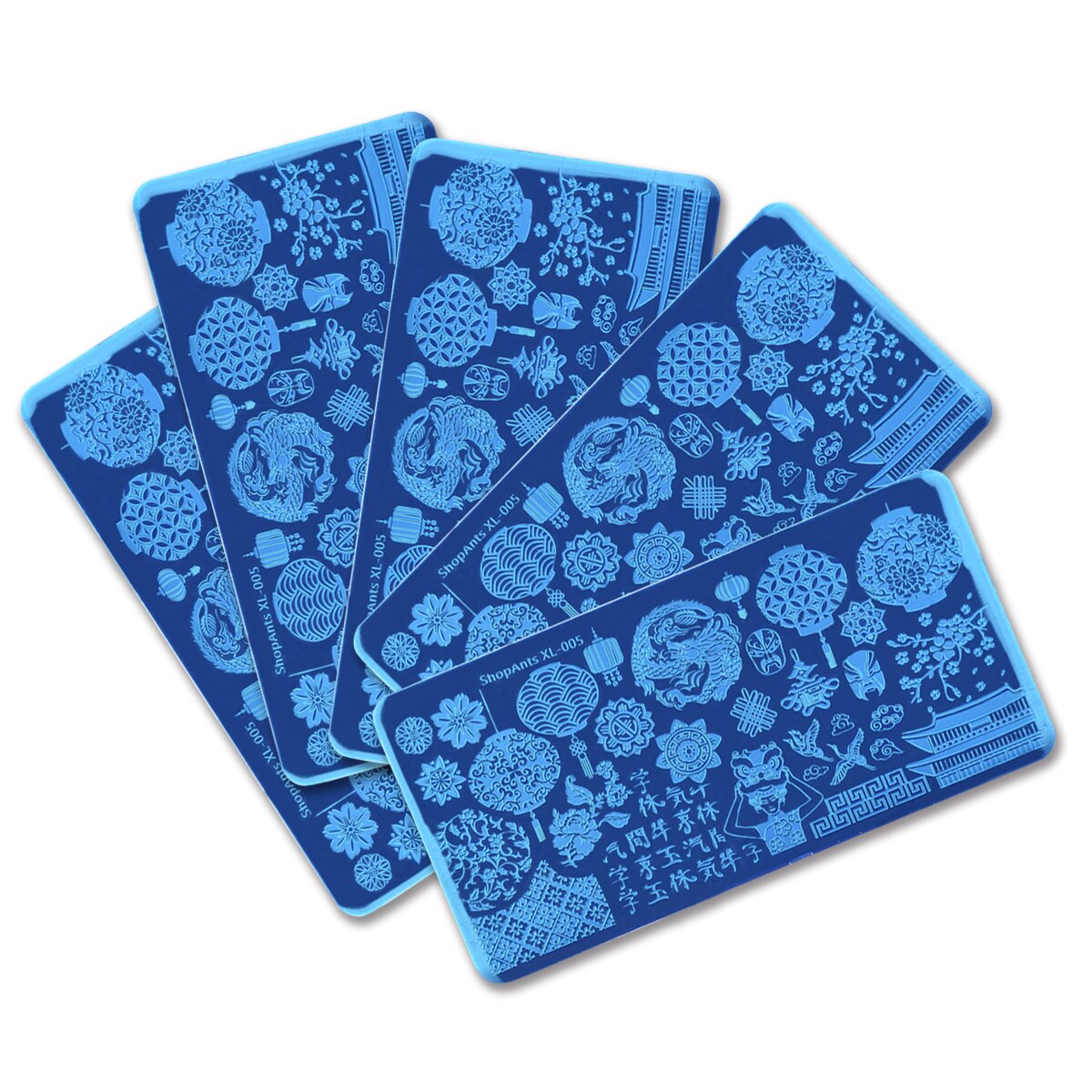 Placas de estampado para manicura caracter chino linterna elementos naturaleza mundo imagen plantilla para uñas Plantilla de sellos para decoración herramientas de uñas