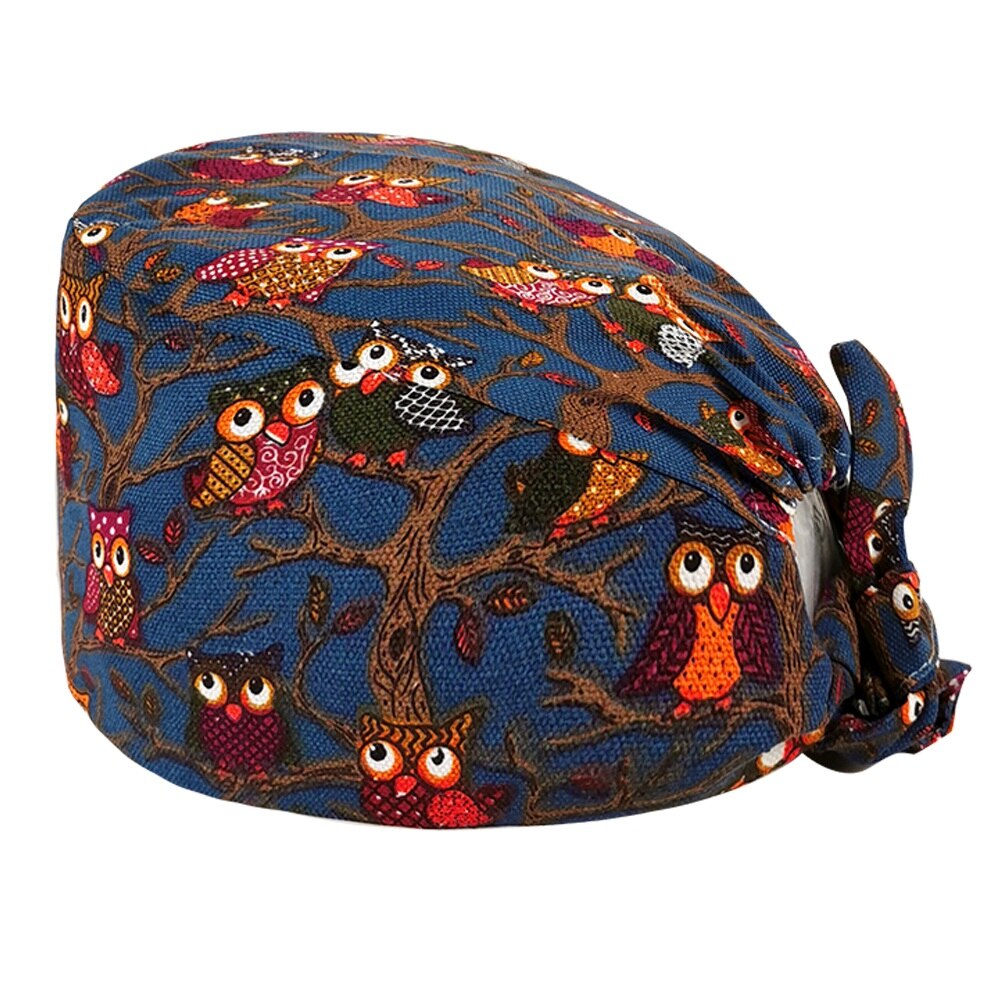 Mode Katoen Cartoon Animatie Afdrukken Verpleegkundige Cap Ademend Operatiekamer Unisex Werk Cap Schoonheidssalon Verpleging Scrub Cap: 22092