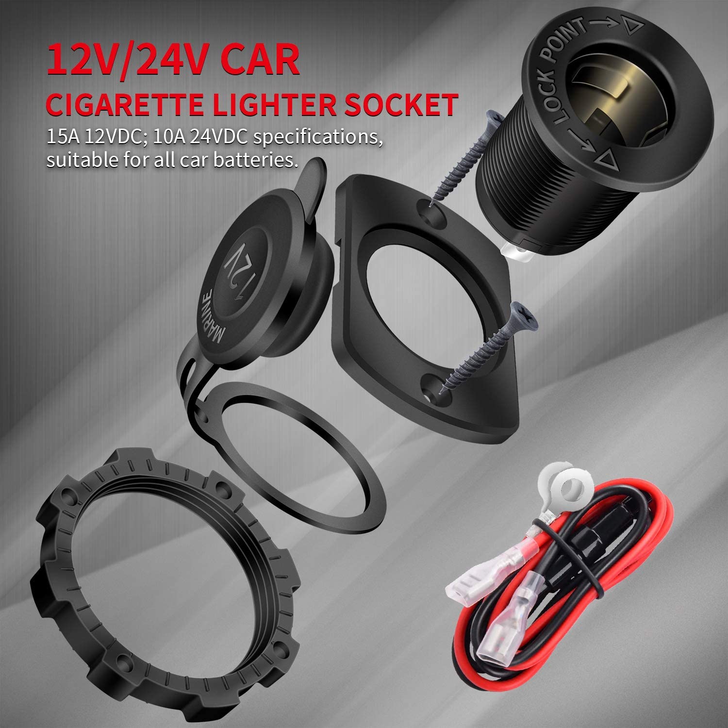 12 V Auto-Zigarettenanzünder-Buchse Femaile 12 Volt Steckdose Ersatz mit blauer LED wasserdicht für Stiefel Marine Motorrad