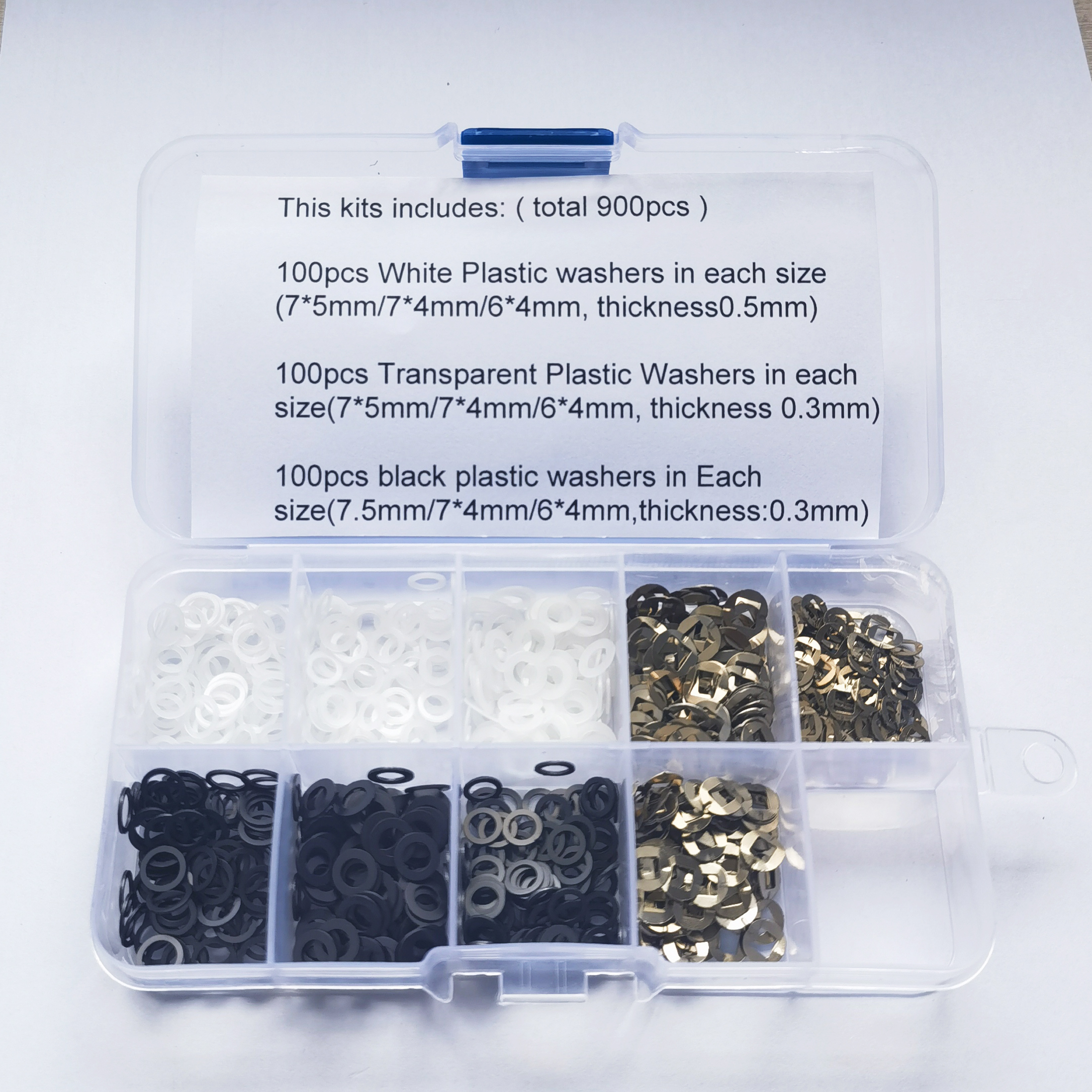900 stks/partij in Doos Schaar Reparatie Kit Kappers Schaar Accessoire Plastic 7*5/7*4/6*4mm Ringen Kapper Salon Schaar Onderdelen