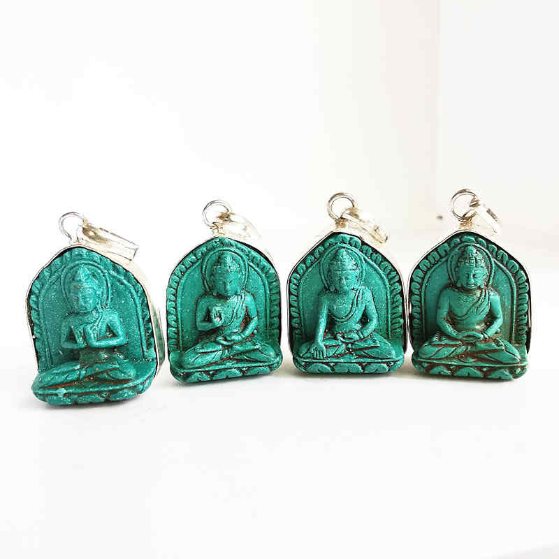 TBP684 Tibetischen Tonne Skulptur Buddha Amulette Anhänger Tasche Buddha Simulierte Türkisen Verkrustete Buddha Tara Ganyin