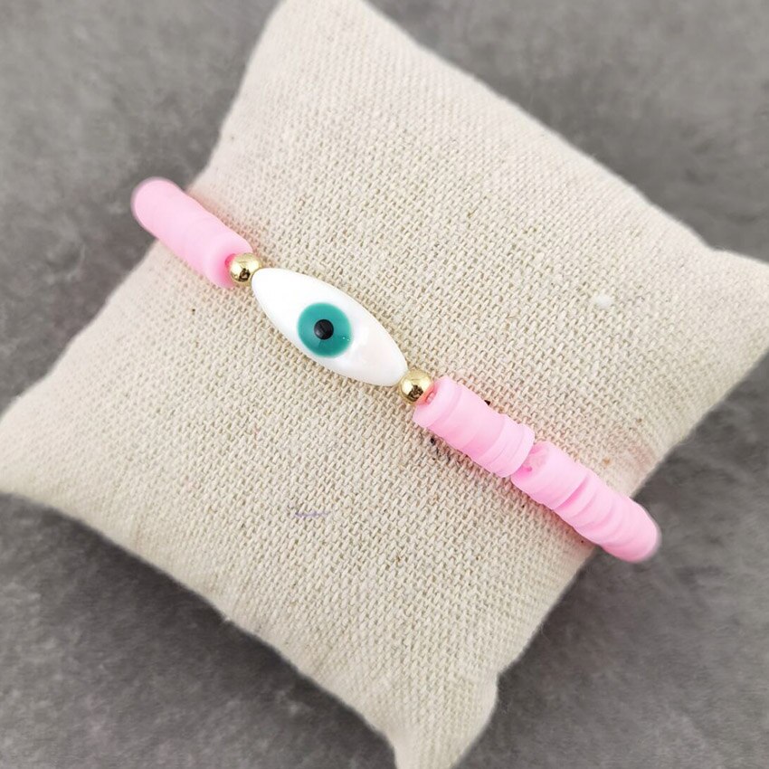Ga Naar Het Strand Voor Zomer Armbanden Voor Vrouwen Kleurrijke Polymeer Klei Kralen Armband Eye Shell Armbanden