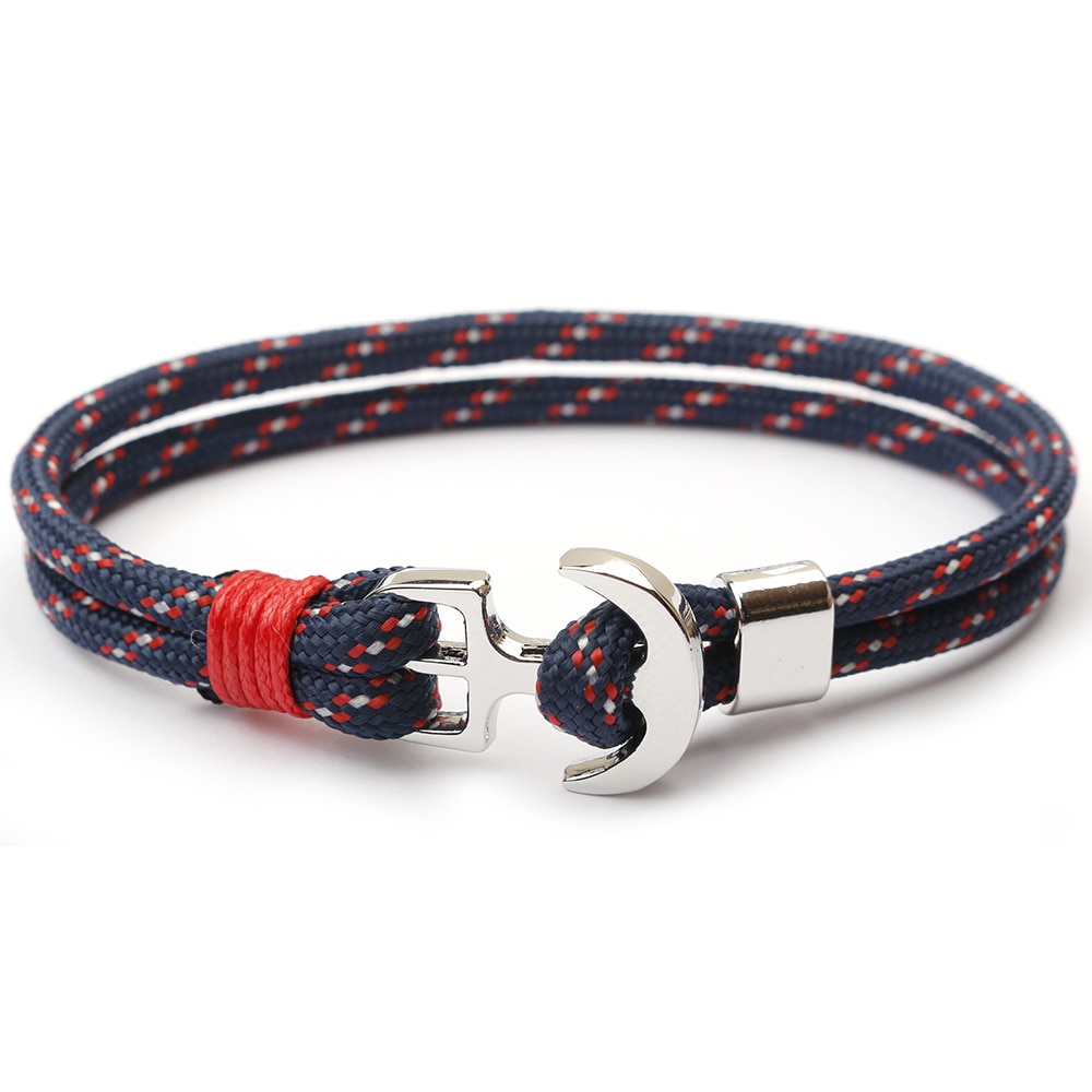 bateau ancre hommes foulard de tête pour femme Bracelets nautique survie corde chaîne Paracord Bracelet mâle Wrap métal crochets