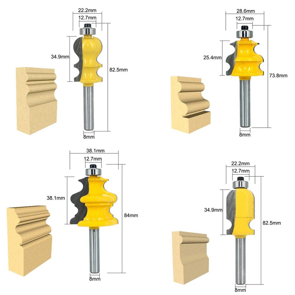 10pcs/set Shank Architectural Molding Router Bit Housing Base CNC Line Woodworking Cutter Tailor Face Mill