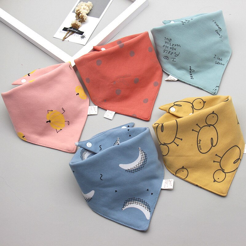 5 unids/lote bebé baberos Bandana pañuelo Burp paños de Saliva para bebé recién nacido Niño niños niñas de dibujos animados de niños triángulo babero de algodón