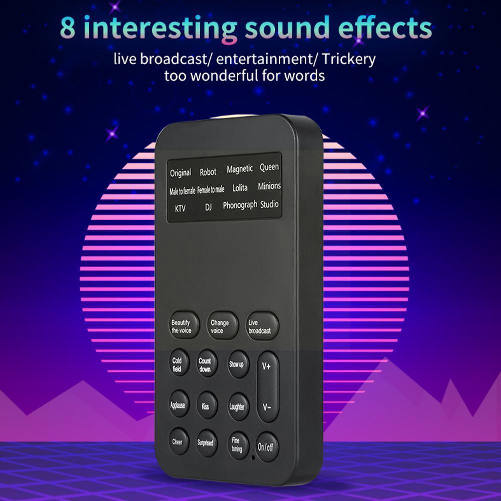 Universeller stimmverzerrer für handy und pc, mini-soundkarte, tragbar 8 funktion, mikrofon, stimmverfremder für spiele/live-übertragungen,  r6k 6