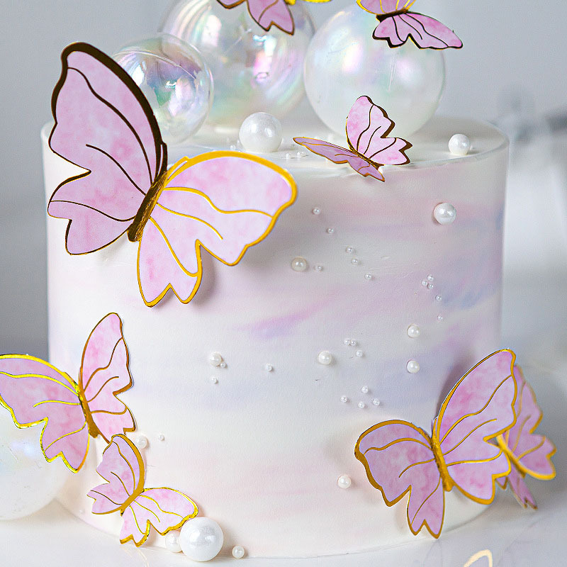 Décoration de gâteau en forme de papillon à faire soi-même, Toppers de Cupcake, papier violet et rose, carte papillon, déesse de la fête des mères, beau décor de gâteau, 10 pièces