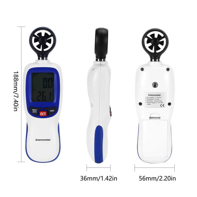 Digitale Anemometer Anemometer Anemometer Handheld Met Lcd Backlight Voor Windsurfen Kiteflying Zeilen Meten Wind Snelheid En