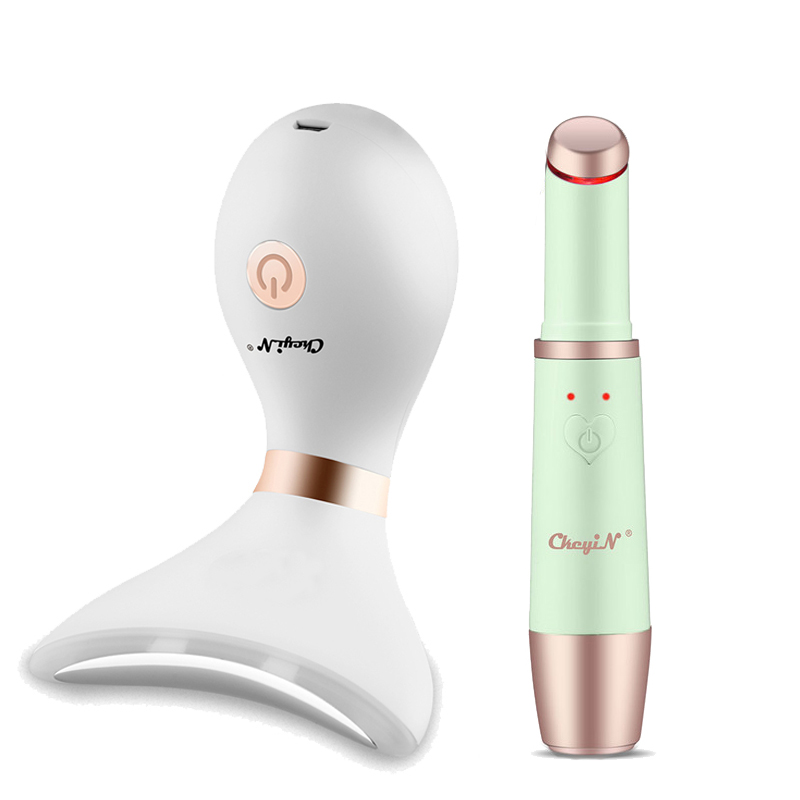 Ckeyin hals ultraljud lyft massageapparat ansiktsbehandling joniskt öga ansiktsvibration anti skrynkla åtstramande ögon huduppvärmning massagemaskin: A10