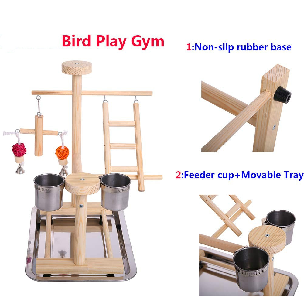 Parrot Playstand Perch Bird Play Stand Small Birds Play Gym Cockatiel Playground Platform Hanging Bell Swing Ladders Toys