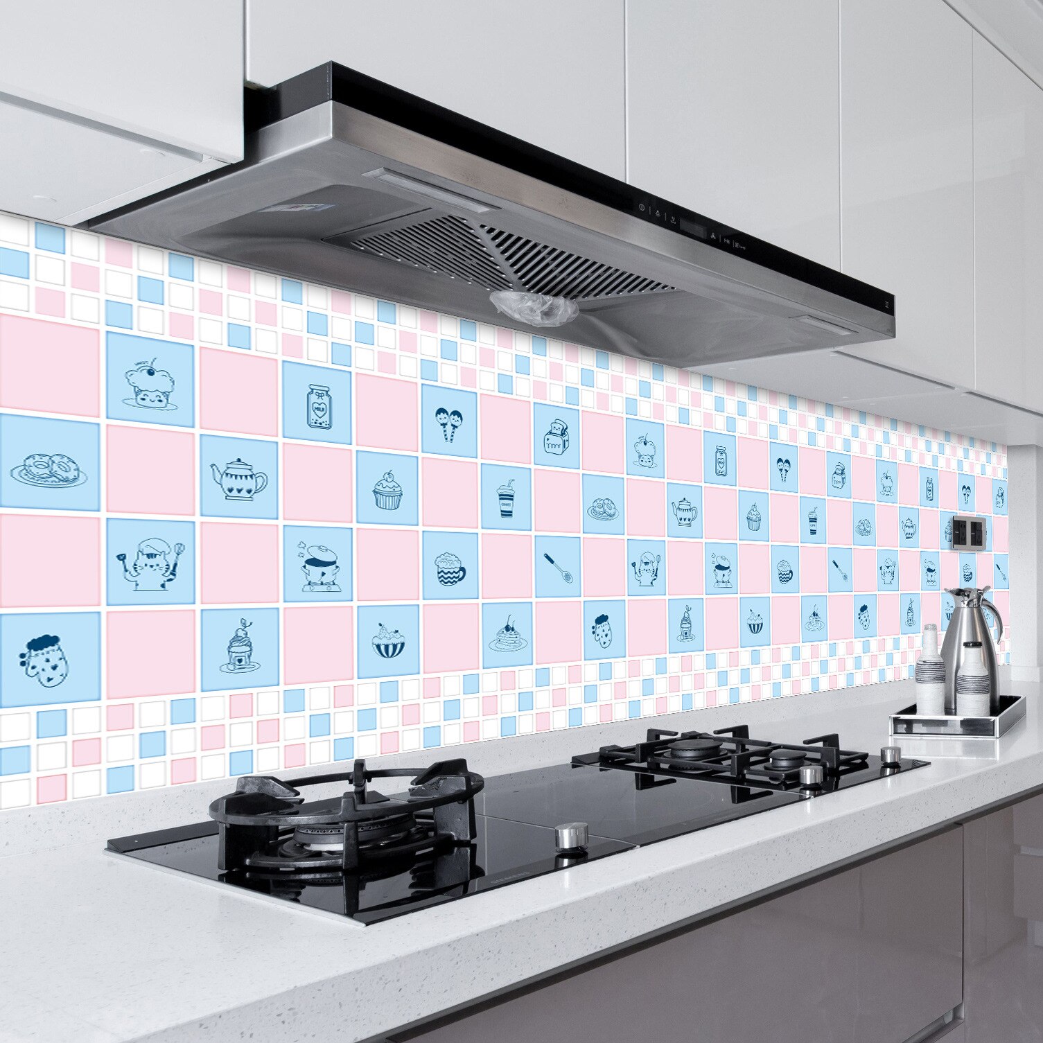 Sticky Wallpaper Imitation Ceramic Tile Grid From Kitchen Stickers Waterproof and Oil Thickening The Bathroom Toilet Wallpaper