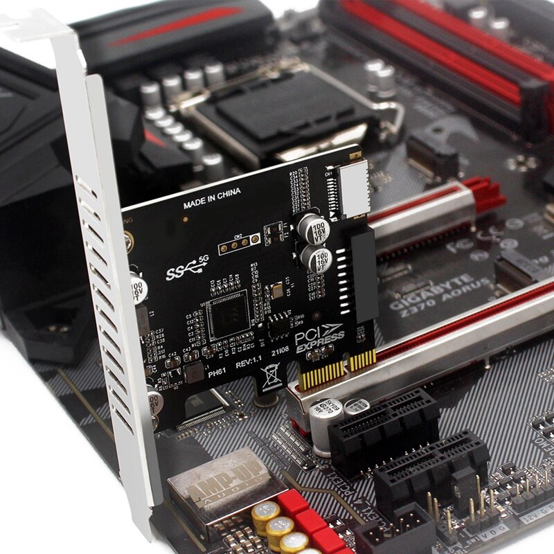 -Pci Express Card Pcie to USB3 Type-E Front Type-C 19P Expansion Card Compatible Pci-E X1 X4 X8 X16 Interface