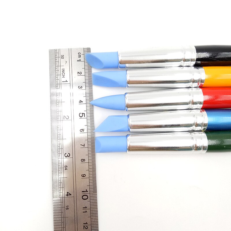 5Pcs 18Cm Art Craft Klei Aardewerk Gereedschap Modeling Sculptuur Beeldhouwen Carver Carving Silicone Nail Art Gereedschap Set 5 kleuren