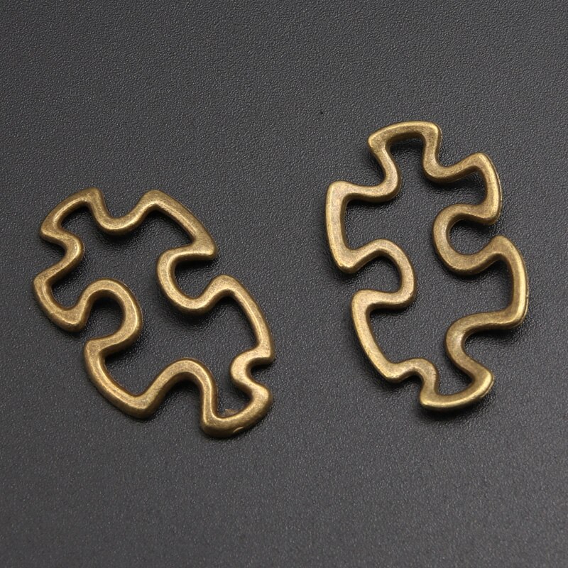 20pcs Bronze Color Puzzle Pieces Charms Connector Pendant Fit DIY Handmade Metal Alloy Jewelry Making Finding Supplies