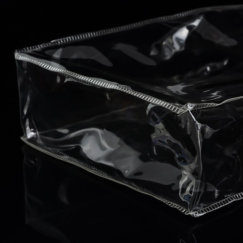 Doorzichtige standtas met drukknoop, transparante pvc-wikkeltas met handvatten, 1 st.