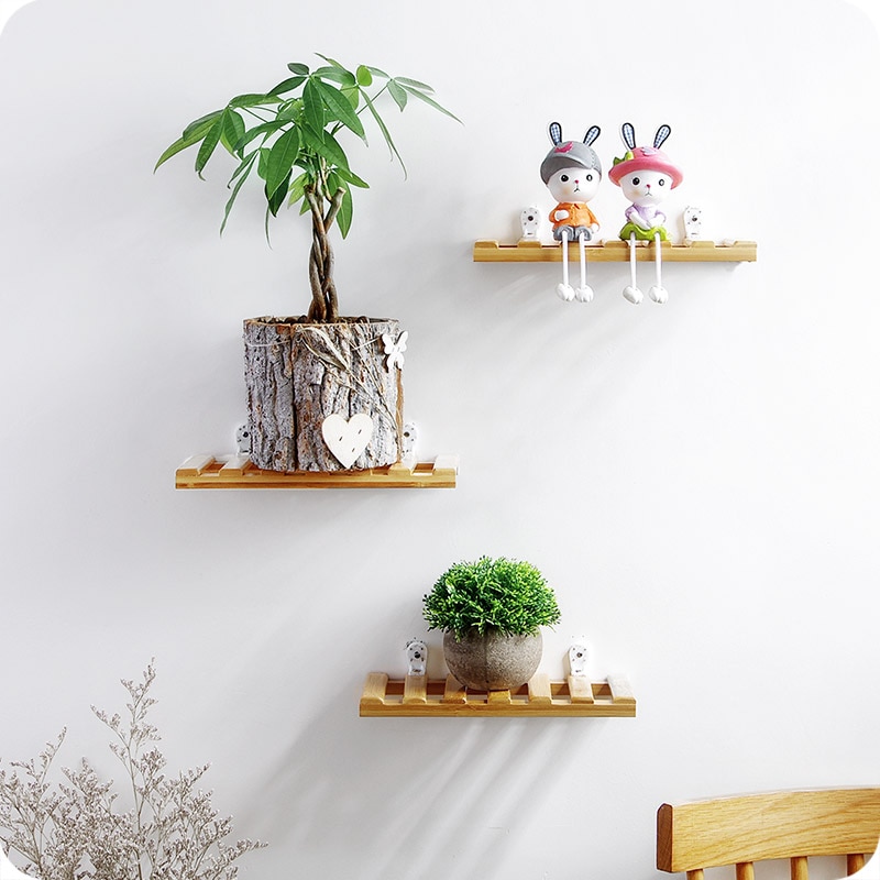 Wooden Storage Racks Hanging Decor Storage Box Flower Pot House Storage Rack Wall Book Figurines Display Crafts Shelves holder