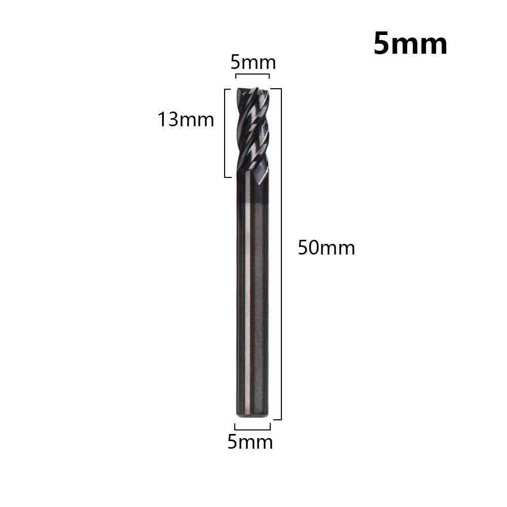 1PC Duurzame 4 Fluit Mill Endmill Cutting Lichtmetalen Carbide Wolfraam Stalen Frees End Mill Metal Cutter Machine gereedschap: 5mm