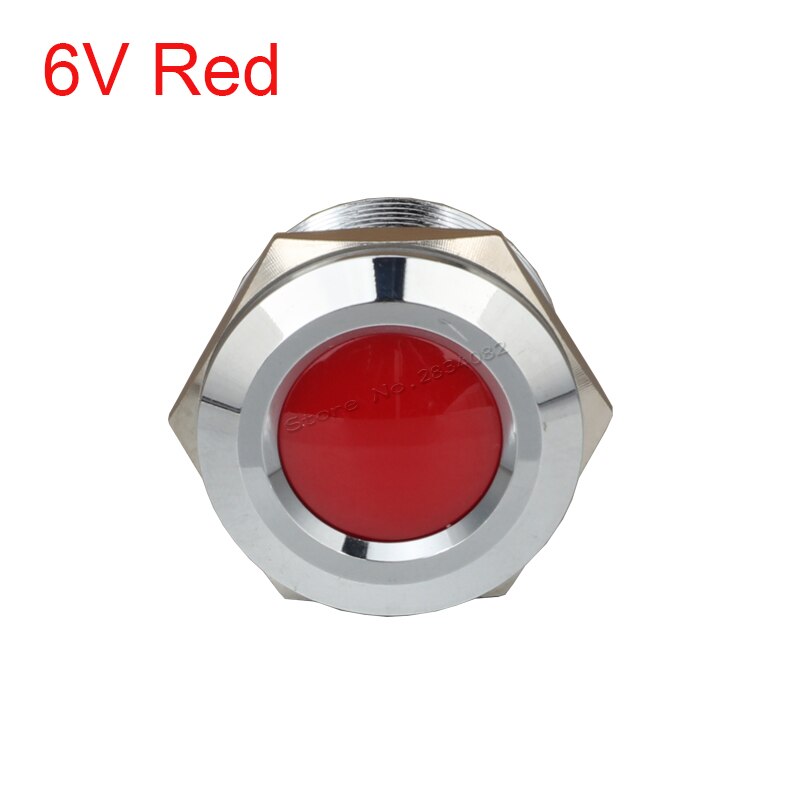 25mm Metal Indicator light LED Signal Lamp Car Boat Pilot Panel Signal Light 6V 12V 24V 220V 110V IP65 Waterproof Warning light: 6V Red