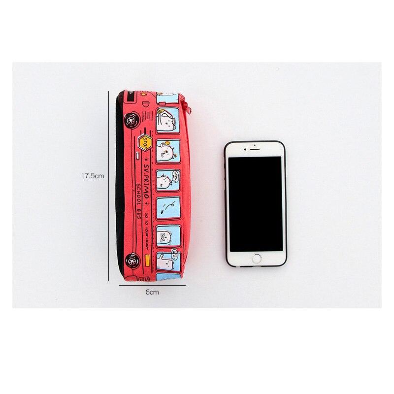 Gran capacidad de autobús de dibujos animados en forma de estuche de tela para lápices Kalem Kutusu de oficina material escolar lápiz bolsa de caja para niños