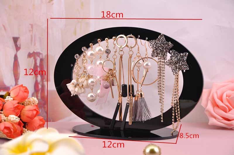 Acrylic Earring Display Necklace Stand Shelf Earring Holder Jewelry Organizer Necklace Showing Stand Earring Case: Round / Clear