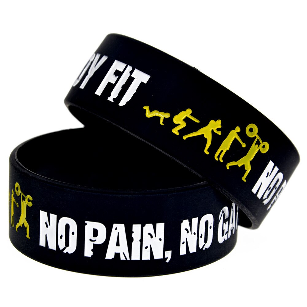5pcs Sports Rubber Bracelet WristBand Woman Everybody Fit No Pain No Gain Silicone Bracelet for Boy Man